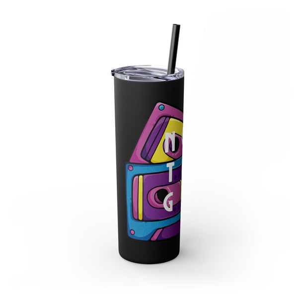 Retro Cassette Tapes NOSTALGIC Skinny Tumbler with Straw 20oz - Stainless Steel