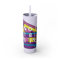 Retro Cassette Tapes NOSTALGIC Skinny Tumbler with Straw 20oz - Stainless Steel