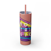 Retro Cassette Tapes NOSTALGIC Skinny Tumbler with Straw 20oz - Stainless Steel