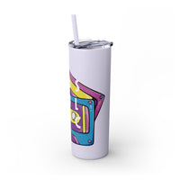 Retro Cassette Tapes NOSTALGIC Skinny Tumbler with Straw 20oz - Stainless Steel