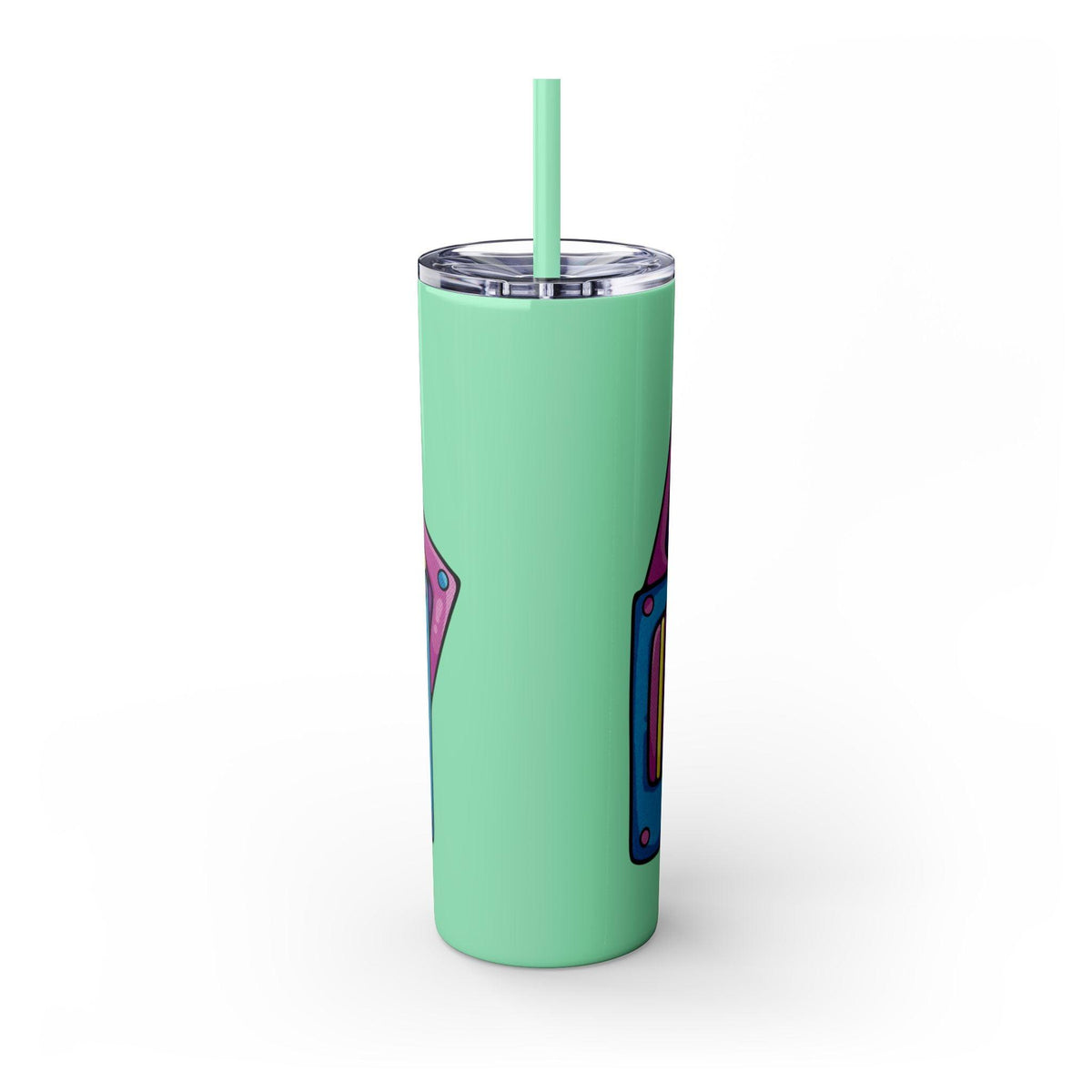 Retro Cassette Tapes NOSTALGIC Skinny Tumbler with Straw 20oz - Stainless Steel