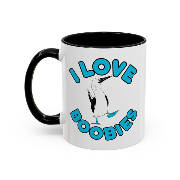 I Love Boobies Color Accent Coffee Mug, 11oz