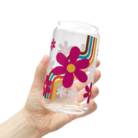 Retro Rainbow Sipper Glass, 16oz