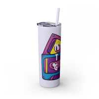 Retro Cassette Tapes NOSTALGIC Skinny Tumbler with Straw 20oz - Stainless Steel