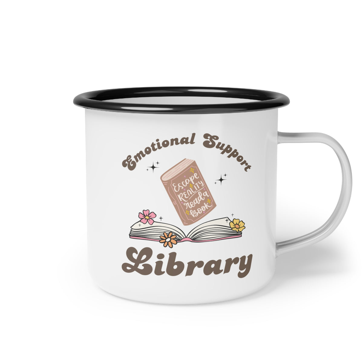 #Bookish Emotional Support Library Enamel Camp Cup