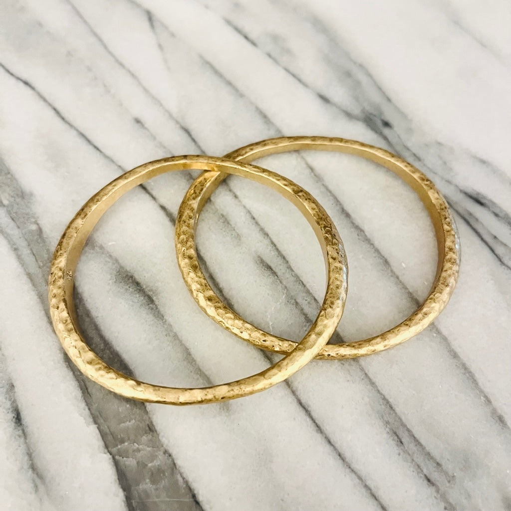 Ralph Lauren Hammered Metal Bangle Bracelet Set of 2 Gold Toned