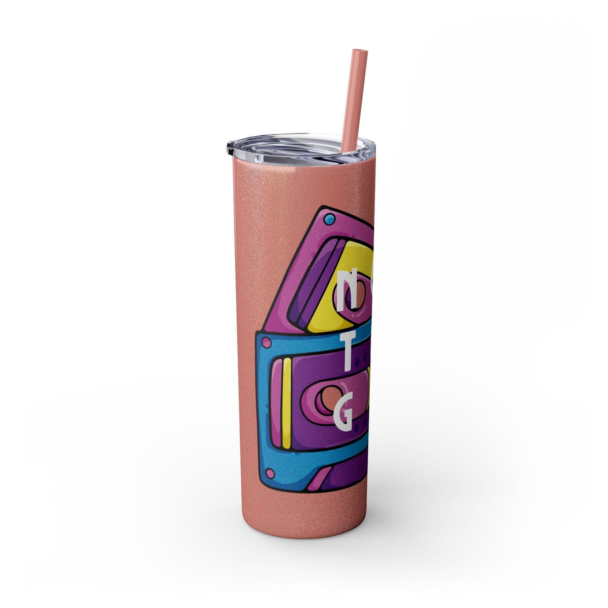 Retro Cassette Tapes NOSTALGIC Skinny Tumbler with Straw 20oz - Stainless Steel