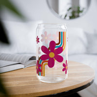 Retro Rainbow Sipper Glass, 16oz