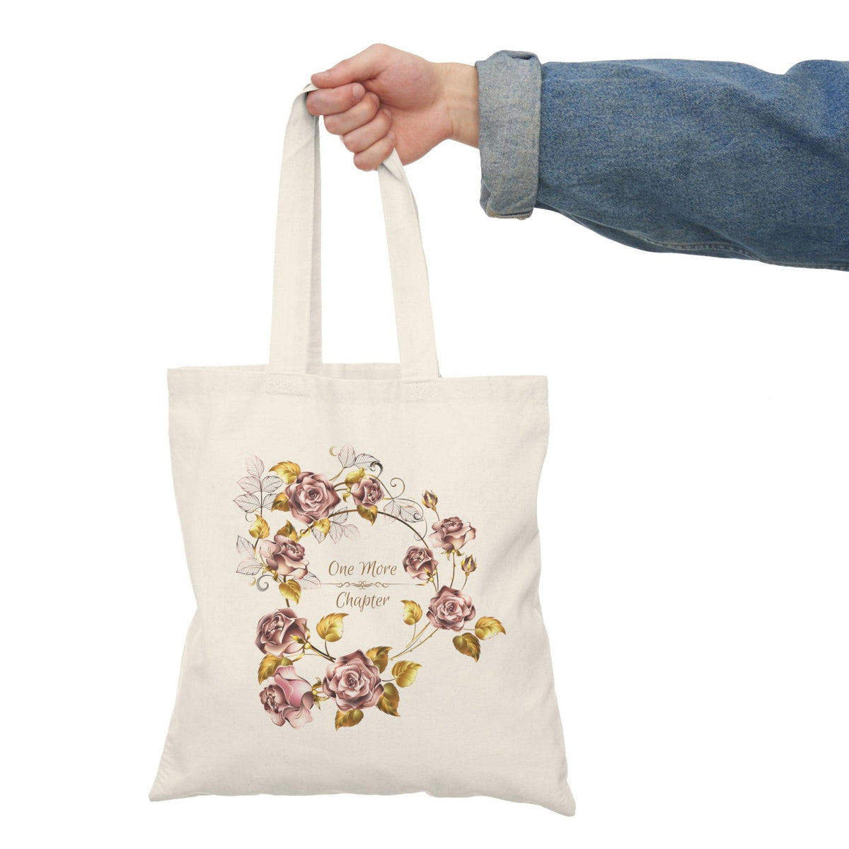 #Bookish One More Chapter 100% Natural Cotton Tote Bag 15x16