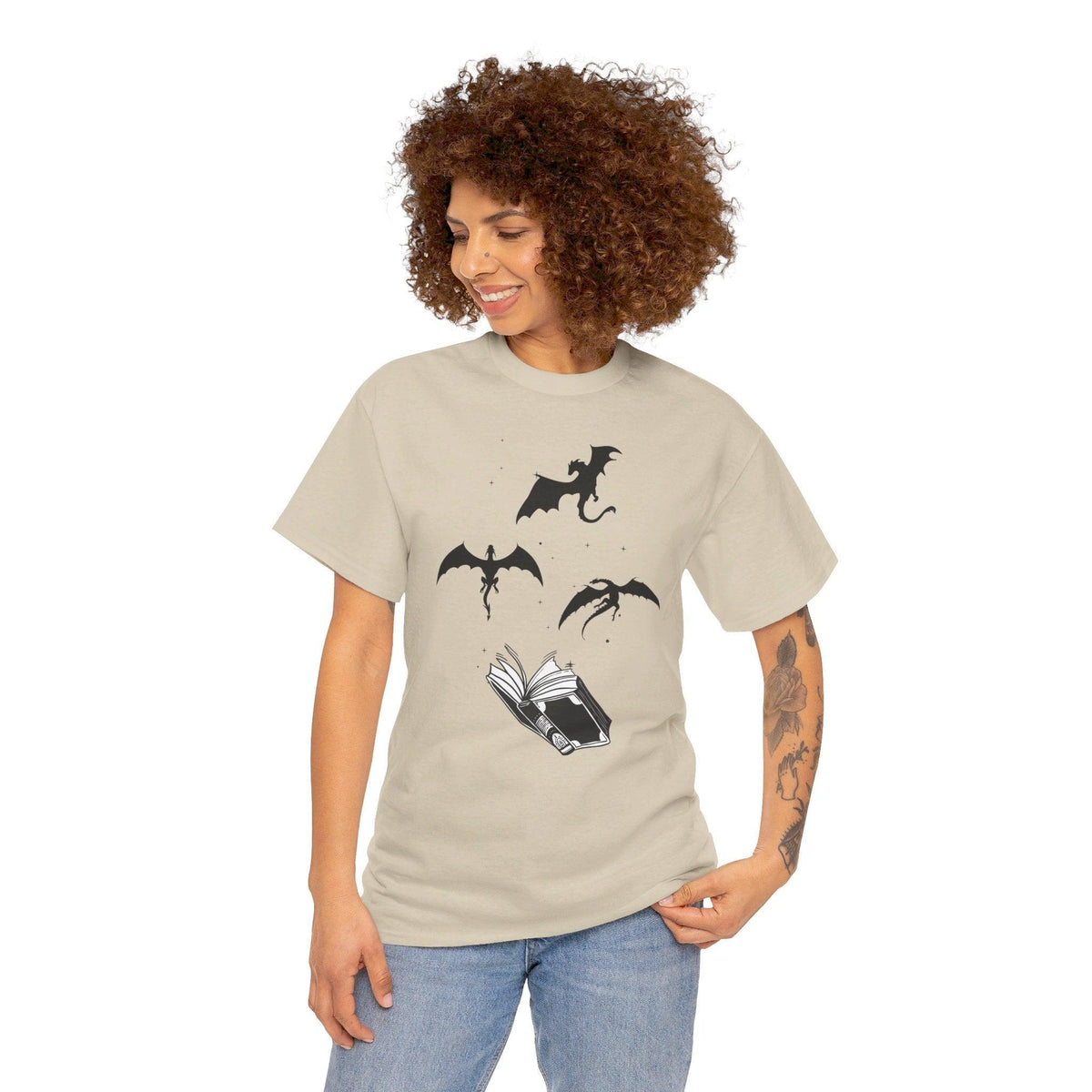 #Bookish Dragons Heavy Cotton Tee - Sand