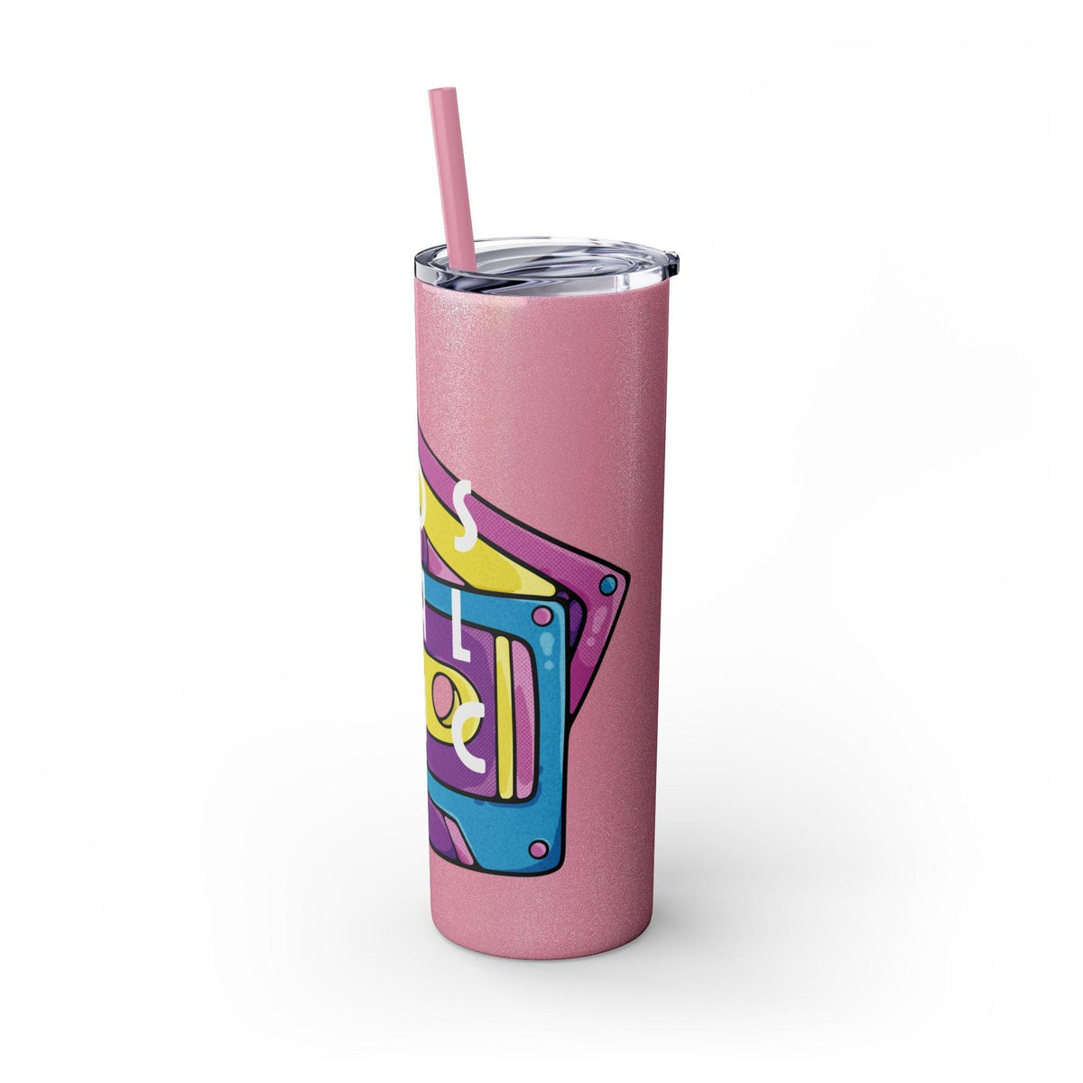 Retro Cassette Tapes NOSTALGIC Skinny Tumbler with Straw 20oz - Stainless Steel