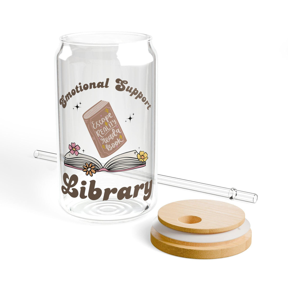 #Bookish Emotional Support Library Sipper Glass, 16oz