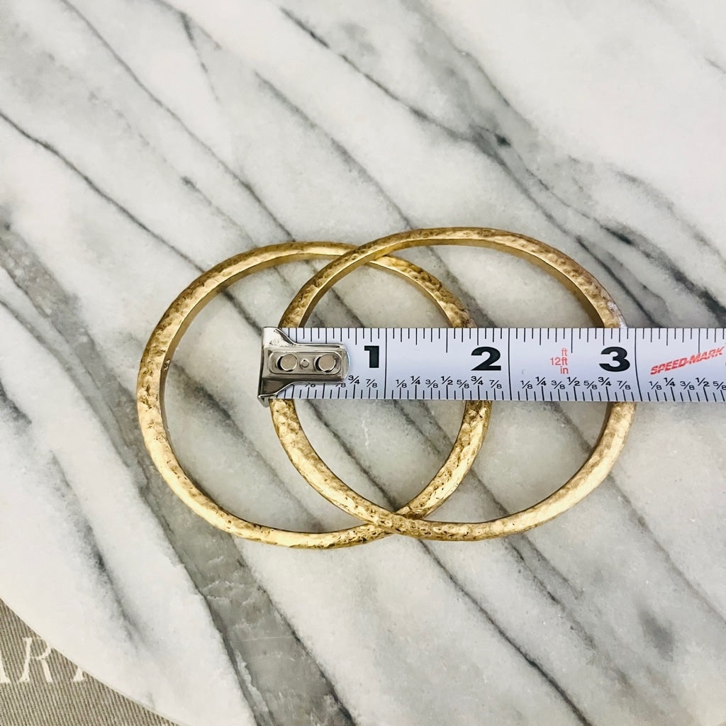 Ralph Lauren Hammered Metal Bangle Bracelet Set of 2 Gold Toned