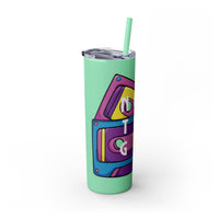 Retro Cassette Tapes NOSTALGIC Skinny Tumbler with Straw 20oz - Stainless Steel