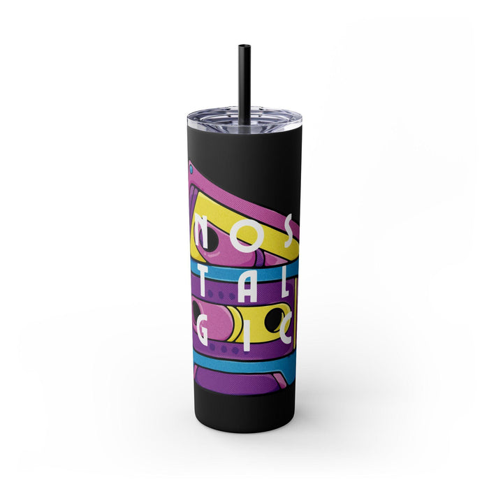 Retro Cassette Tapes NOSTALGIC Skinny Tumbler with Straw 20oz - Stainless Steel