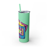 Retro Cassette Tapes NOSTALGIC Skinny Tumbler with Straw 20oz - Stainless Steel