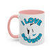 I Love Boobies Color Accent Coffee Mug, 11oz