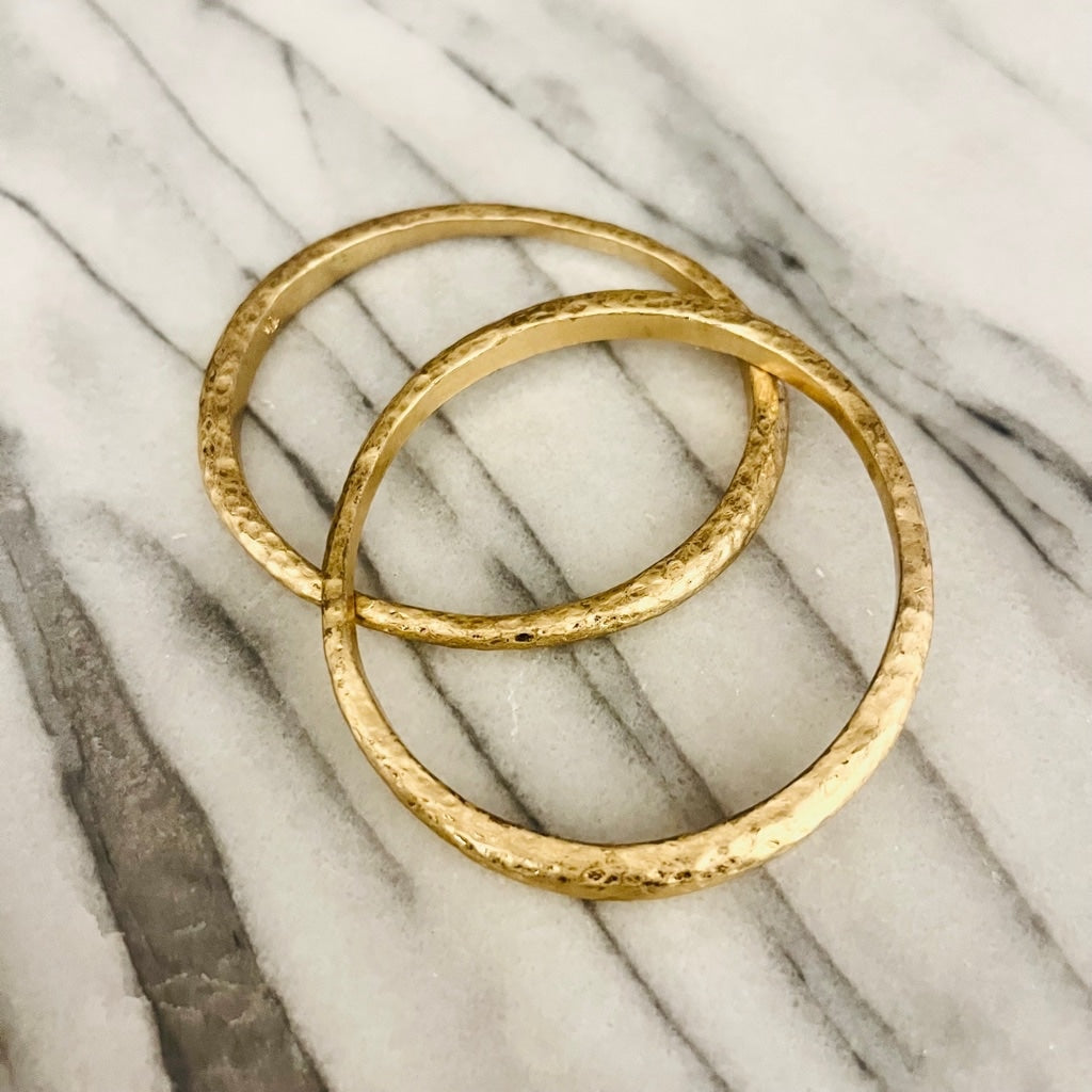 Ralph Lauren Hammered Metal Bangle Bracelet Set of 2 Gold Toned