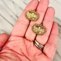 Vintage Textured Oval Drop Earrings