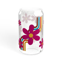 Retro Rainbow Sipper Glass, 16oz