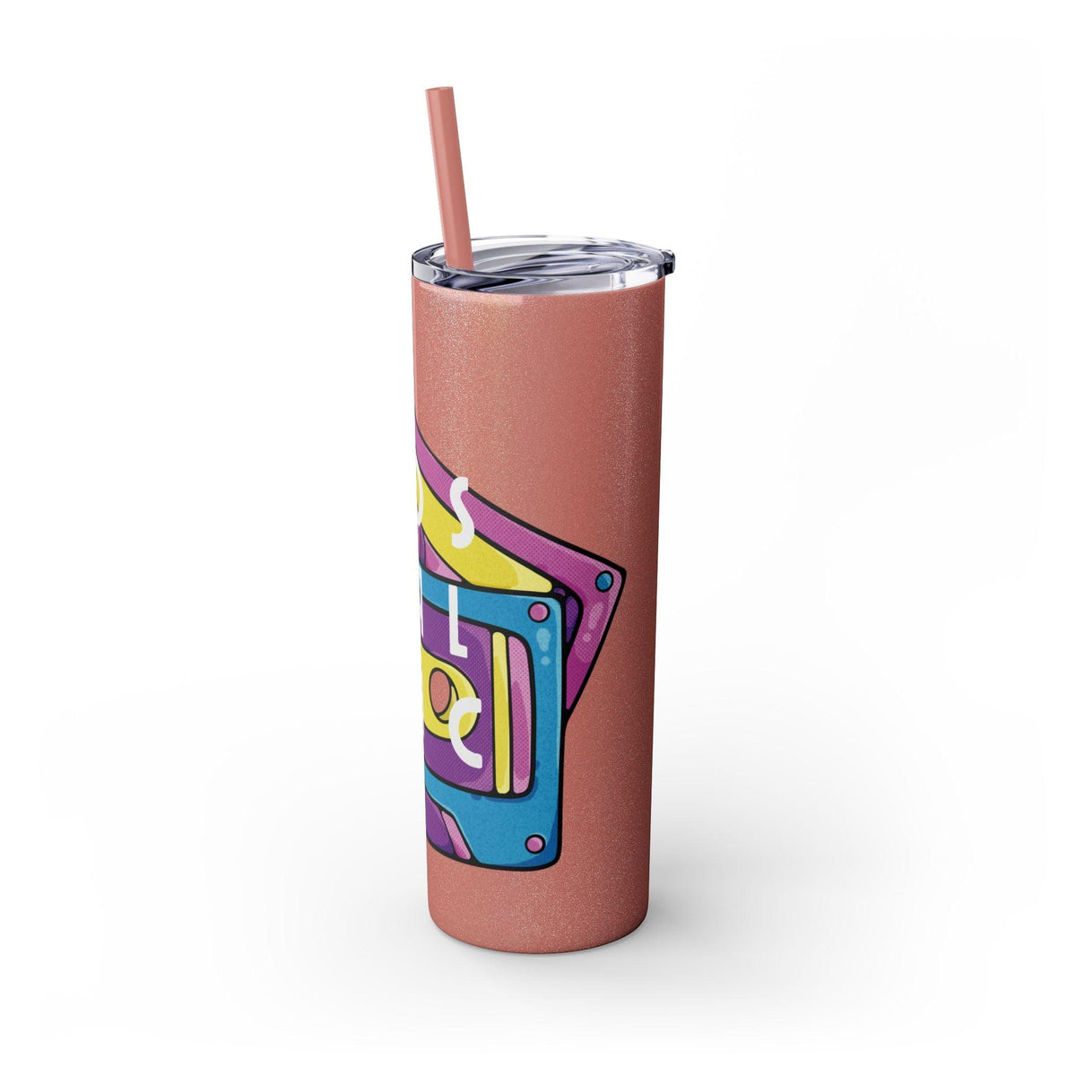 Retro Cassette Tapes NOSTALGIC Skinny Tumbler with Straw 20oz - Stainless Steel