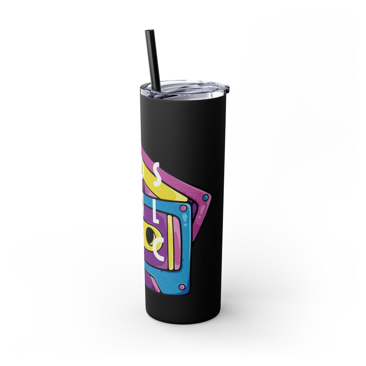 Retro Cassette Tapes NOSTALGIC Skinny Tumbler with Straw 20oz - Stainless Steel