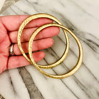 Ralph Lauren Hammered Metal Bangle Bracelet Set of 2 Gold Toned