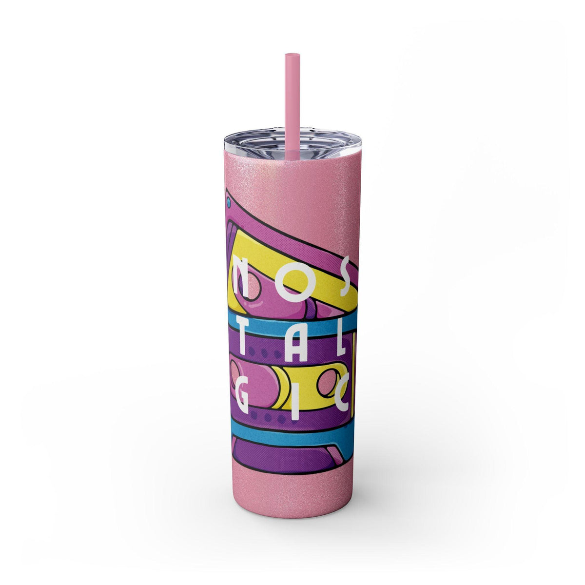 Retro Cassette Tapes NOSTALGIC Skinny Tumbler with Straw 20oz - Stainless Steel