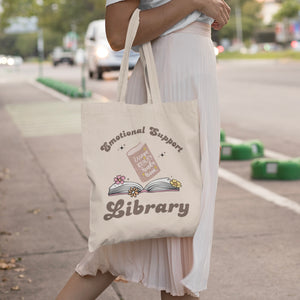 #Bookish Emotional Support Library 100% Natural Cotton Tote Bag 15x16