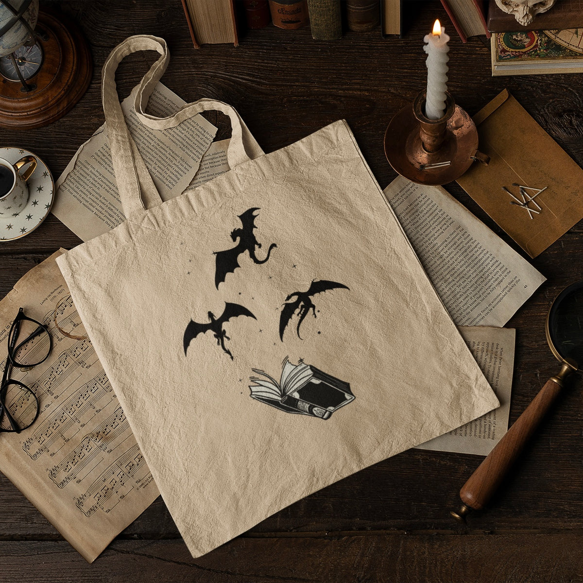 #Bookish Dragons 100% Natural Cotton Tote Bag