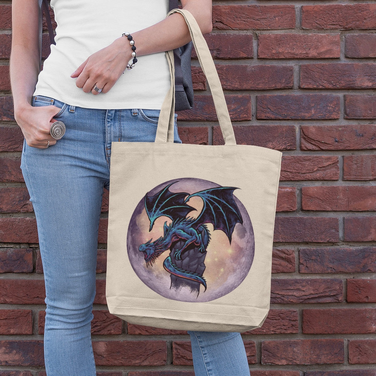 #Bookish Dragons Knight 100% Natural Cotton Tote Bag