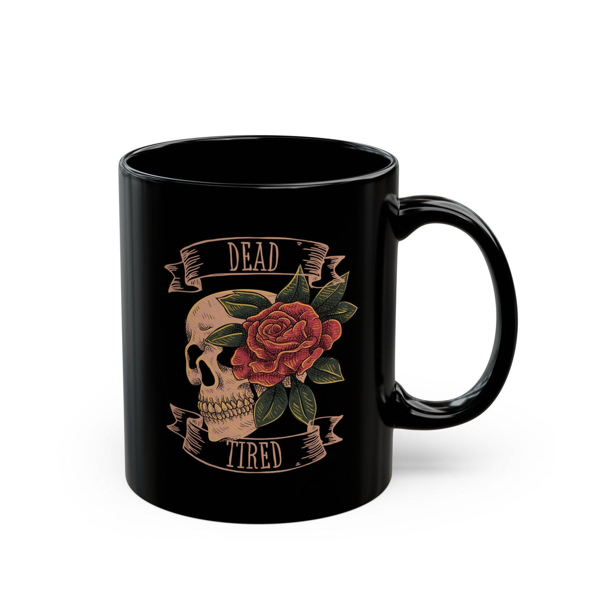 Dead Tired Black Mug (11oz, 15oz) - Kate Burton Company