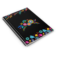 Funky Floral Black 6x8 Spiral Notebook - Ruled Line - Kate Burton Company