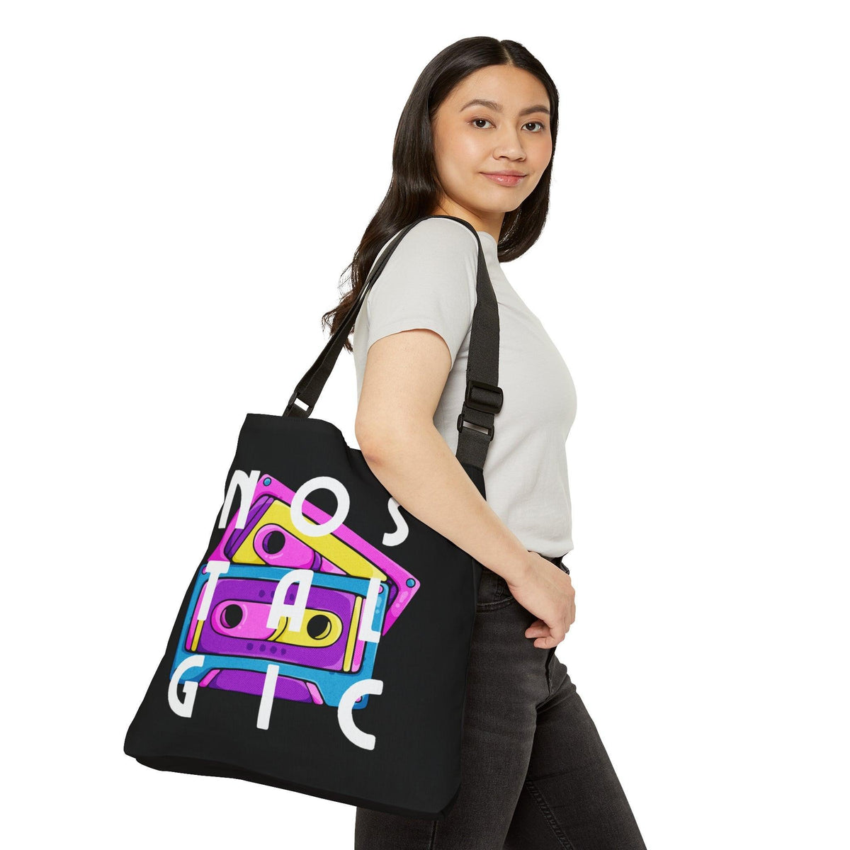 Retro Cassette Tapes NOSTALGIC Adjustable Tote Bag - Kate Burton Company